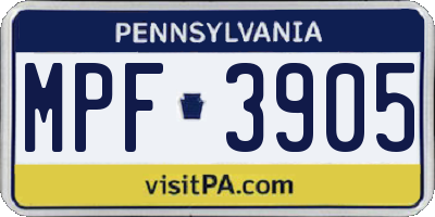 PA license plate MPF3905