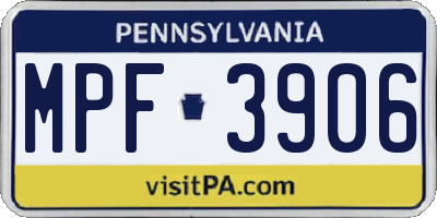 PA license plate MPF3906