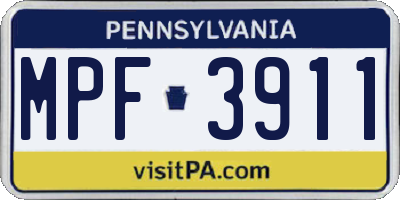 PA license plate MPF3911
