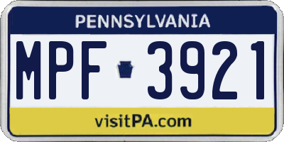 PA license plate MPF3921