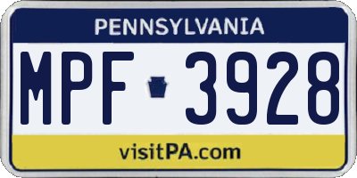 PA license plate MPF3928