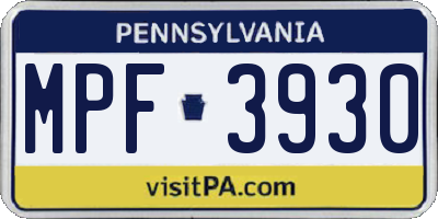 PA license plate MPF3930