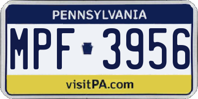 PA license plate MPF3956