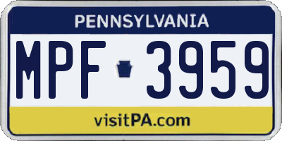 PA license plate MPF3959