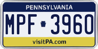 PA license plate MPF3960