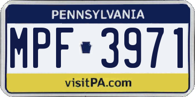 PA license plate MPF3971