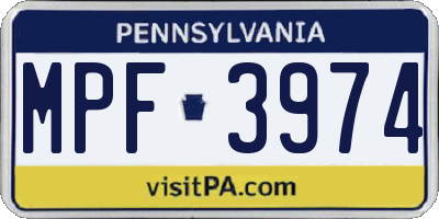 PA license plate MPF3974