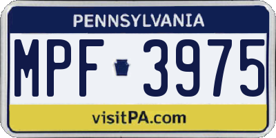 PA license plate MPF3975