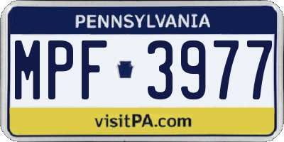 PA license plate MPF3977