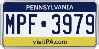 PA license plate MPF3979