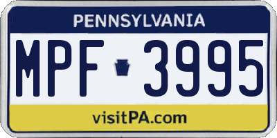 PA license plate MPF3995