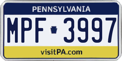 PA license plate MPF3997