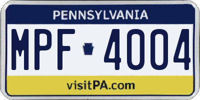 PA license plate MPF4004