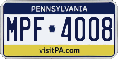 PA license plate MPF4008