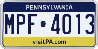 PA license plate MPF4013