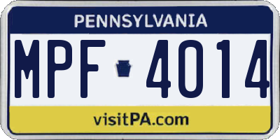 PA license plate MPF4014