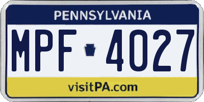 PA license plate MPF4027