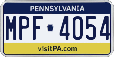 PA license plate MPF4054