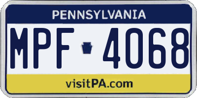 PA license plate MPF4068