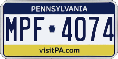 PA license plate MPF4074