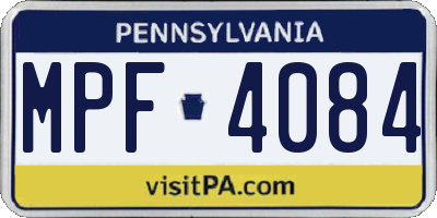 PA license plate MPF4084