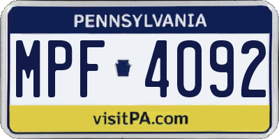 PA license plate MPF4092