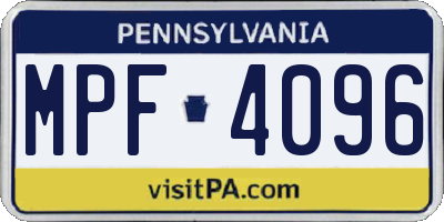 PA license plate MPF4096