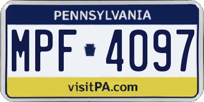 PA license plate MPF4097