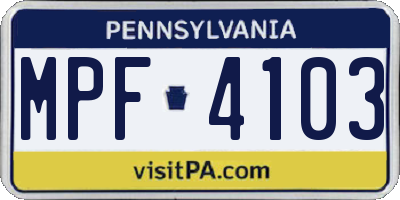 PA license plate MPF4103