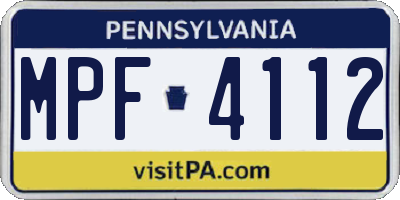 PA license plate MPF4112