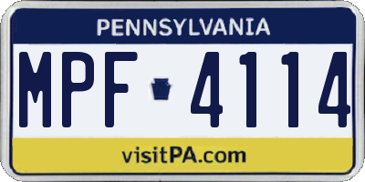 PA license plate MPF4114