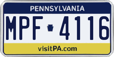 PA license plate MPF4116
