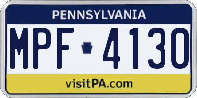 PA license plate MPF4130