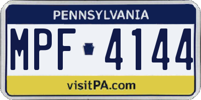 PA license plate MPF4144