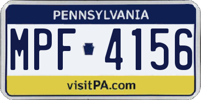 PA license plate MPF4156