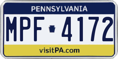 PA license plate MPF4172