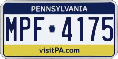 PA license plate MPF4175