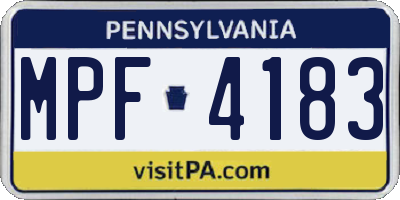 PA license plate MPF4183