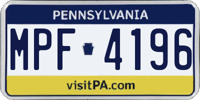 PA license plate MPF4196