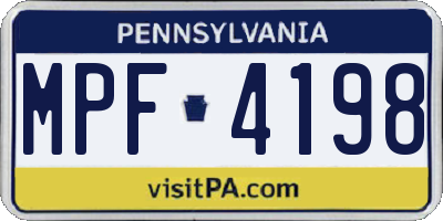 PA license plate MPF4198