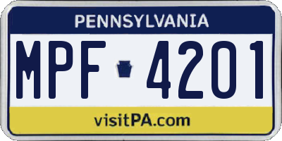 PA license plate MPF4201