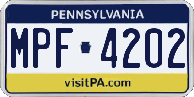 PA license plate MPF4202