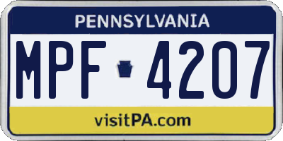 PA license plate MPF4207