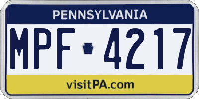 PA license plate MPF4217