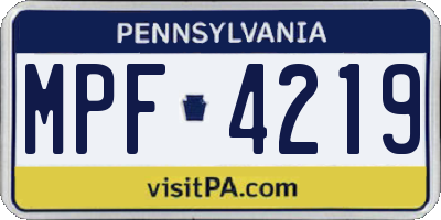 PA license plate MPF4219