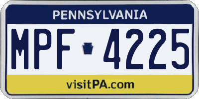 PA license plate MPF4225