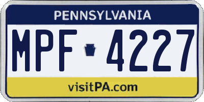 PA license plate MPF4227