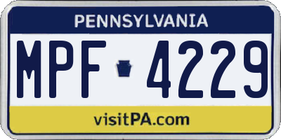 PA license plate MPF4229