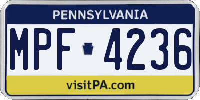 PA license plate MPF4236