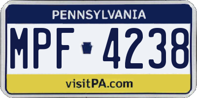 PA license plate MPF4238
